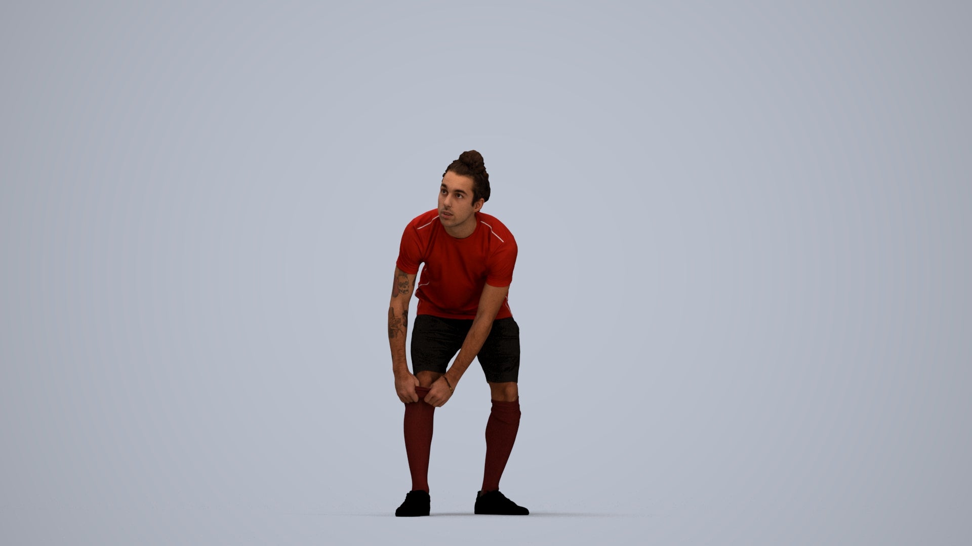 realistic 3D man sport, scanned archviz people for Blender and 3ds Max, top-down view render