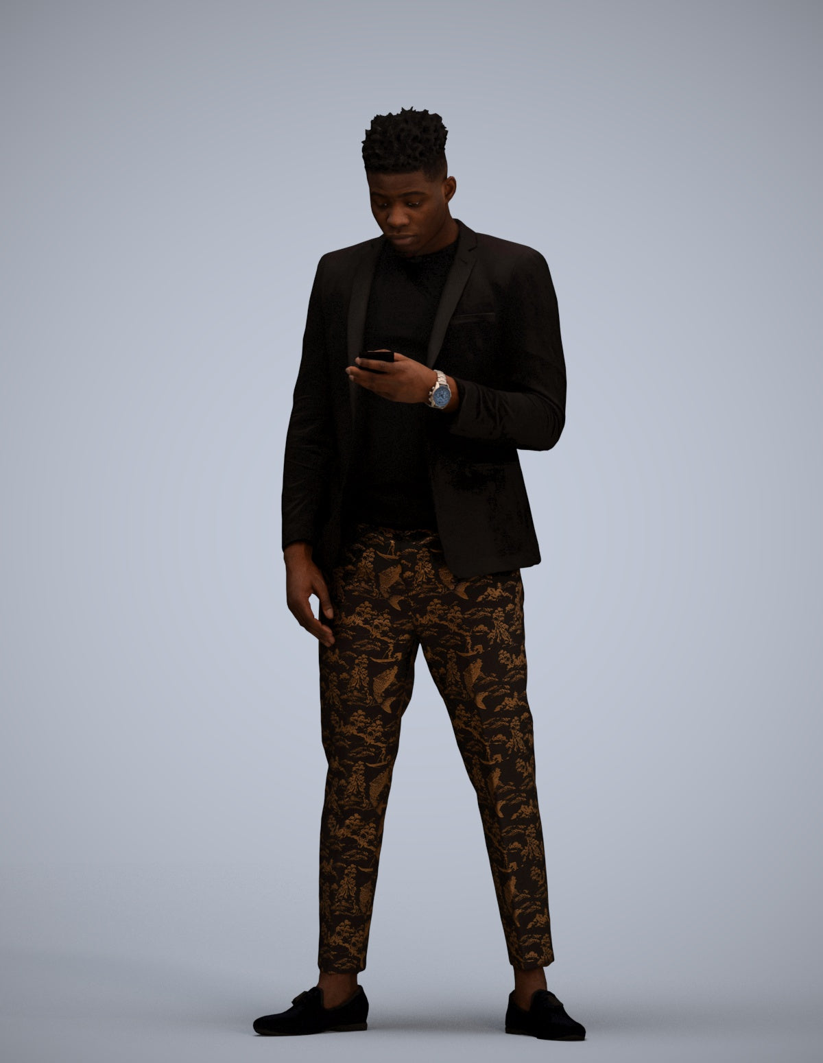 3D people model man casual standing, scanned human for 3ds Max rendering