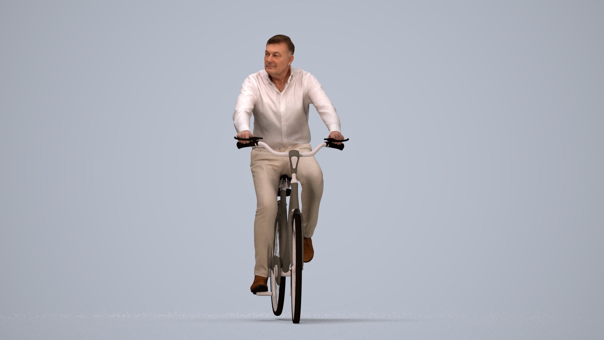 realistic 3D people man casual cycling, render-ready for V-Ray and Corona, FBX OBJ, top-down view render