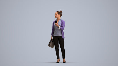 realistic 3D people woman business walking, render-ready for V-Ray and Corona, FBX OBJ, standing pose render