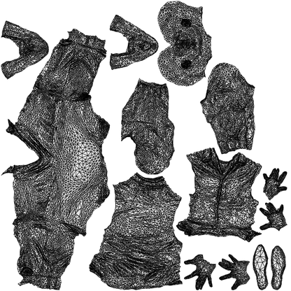 scanned 3D man business, photogrammetry people for Enscape and V-Ray, wireframe top-down view