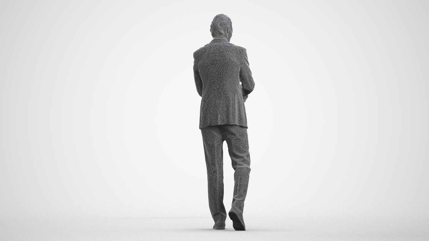 photogrammetry 3D man business, realistic human model archviz FBX, wireframe front view