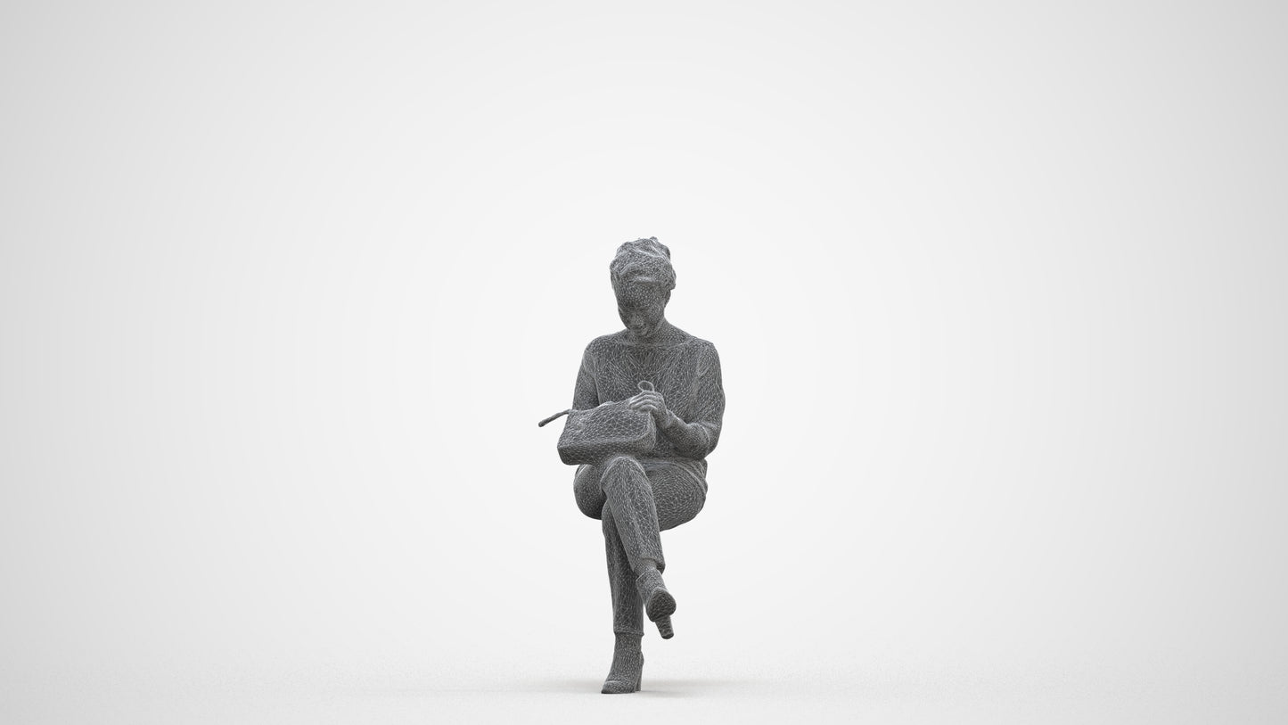 scanned 3D woman casual kids, photogrammetry people for Enscape and V-Ray, three-quarter front view render