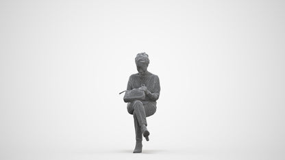 scanned 3D woman casual kids, photogrammetry people for Enscape and V-Ray, three-quarter front view render
