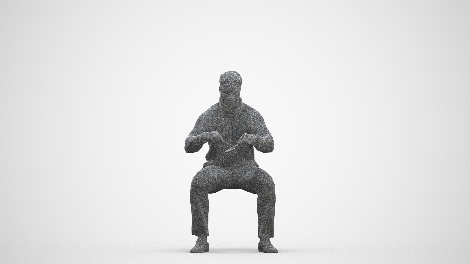 3D people model man casual business, scanned human for 3ds Max rendering, three-quarter front view render
