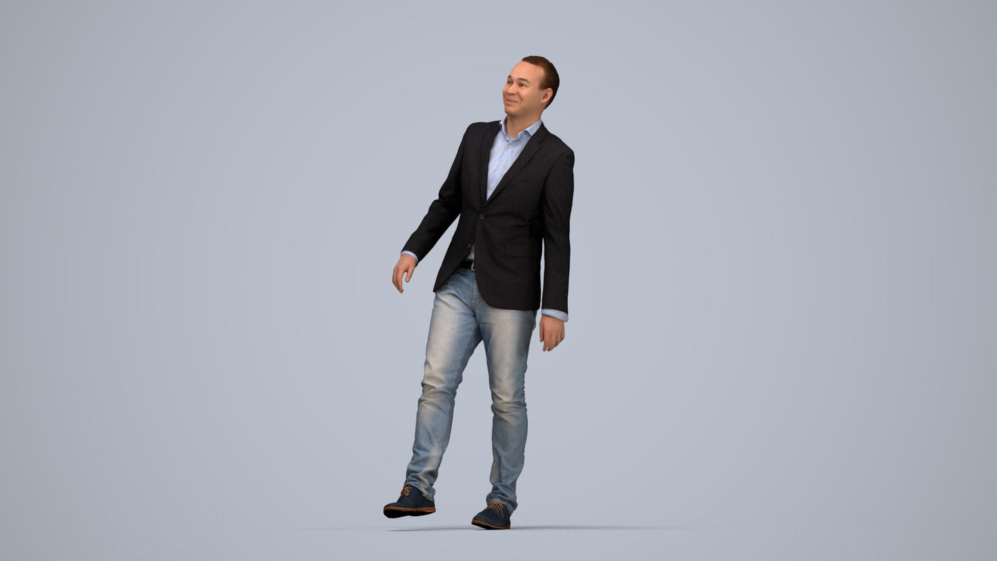realistic 3D people man business, render-ready for V-Ray and Corona, FBX OBJ, top-down view render