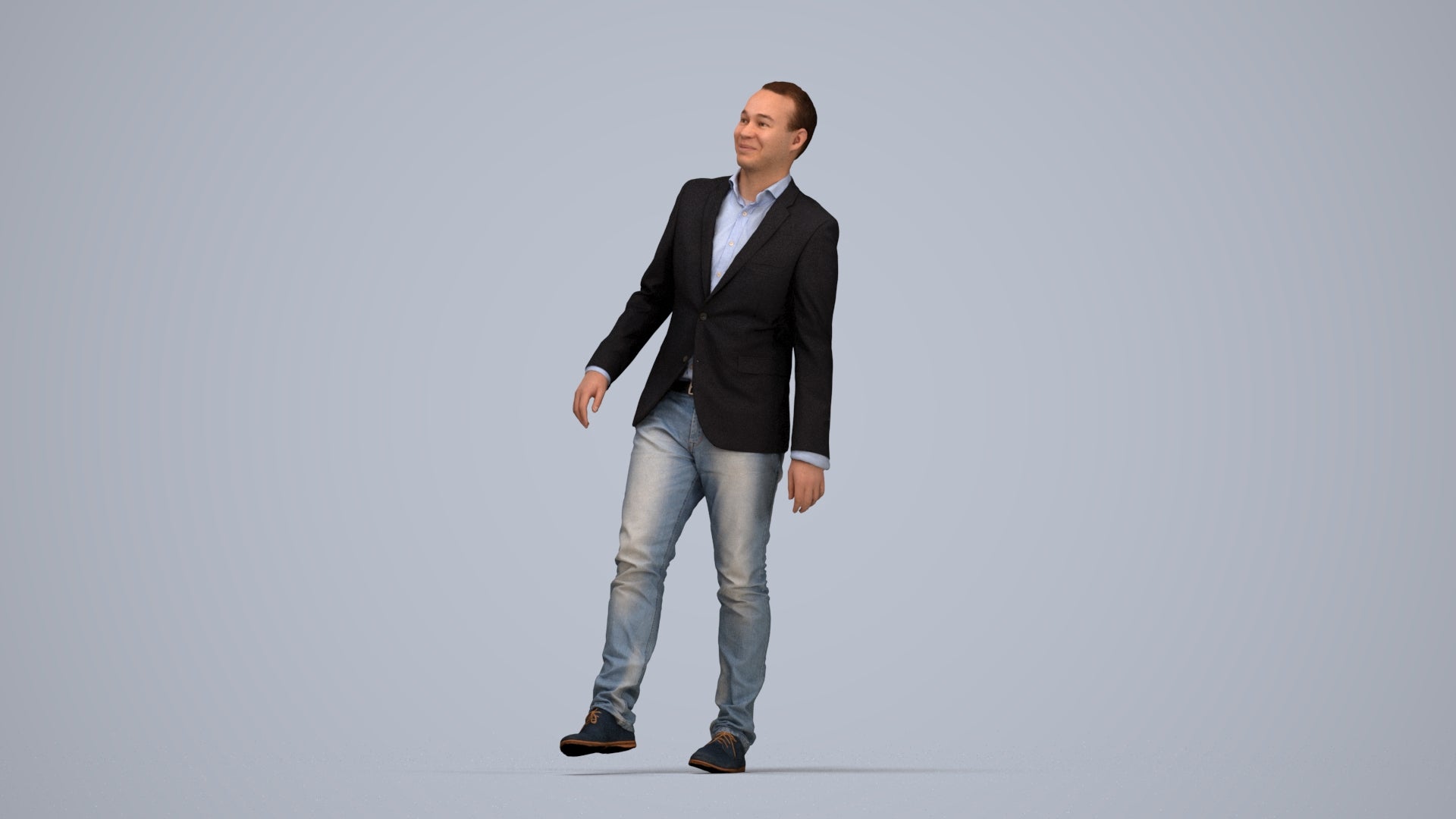 realistic 3D people man business, render-ready for V-Ray and Corona, FBX OBJ, top-down view render