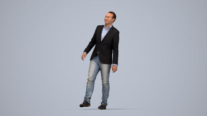 realistic 3D people man business, render-ready for V-Ray and Corona, FBX OBJ, top-down view render