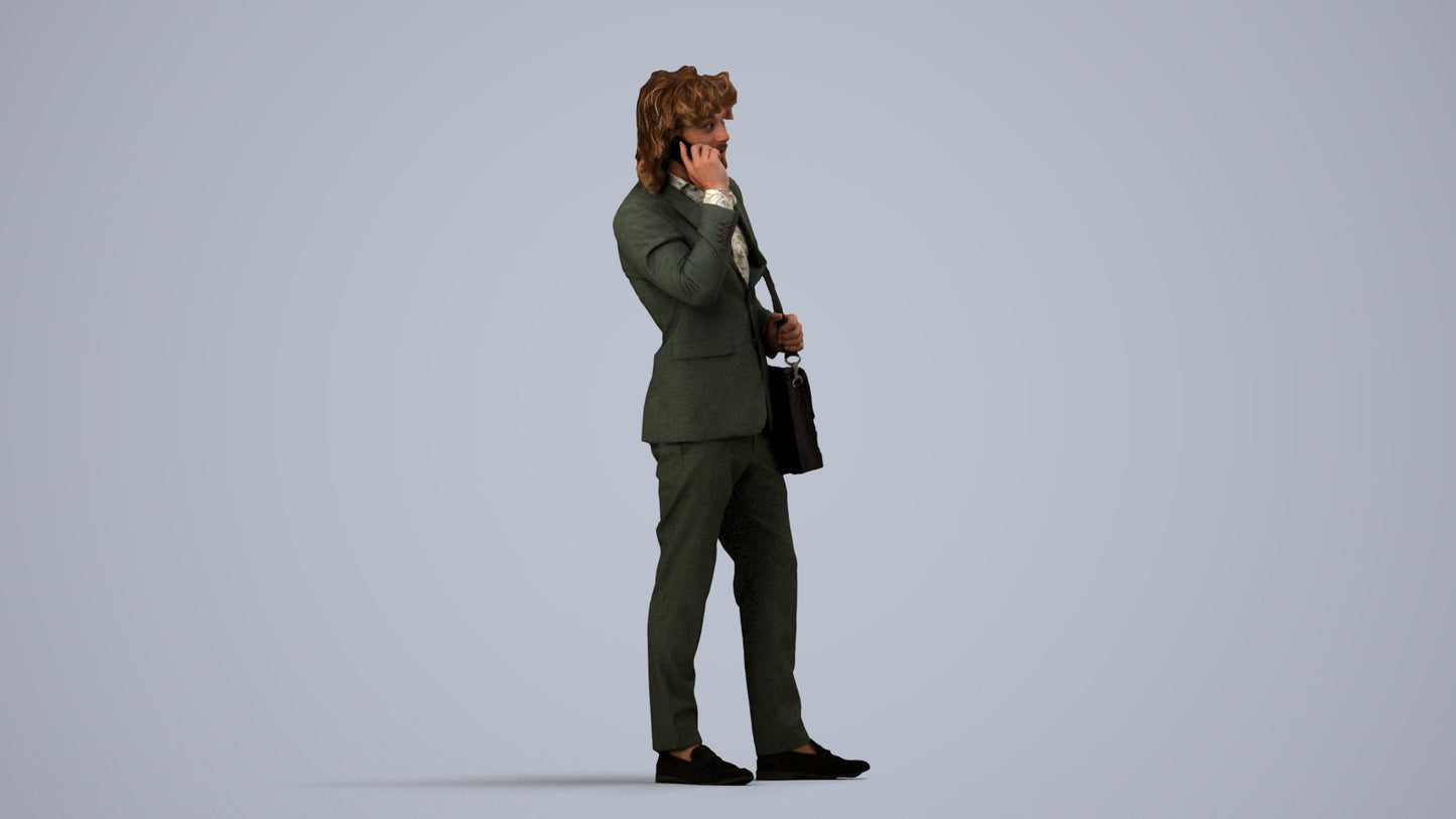 3D scanned man business, photorealistic archviz people for Enscape and SketchUp, side view render