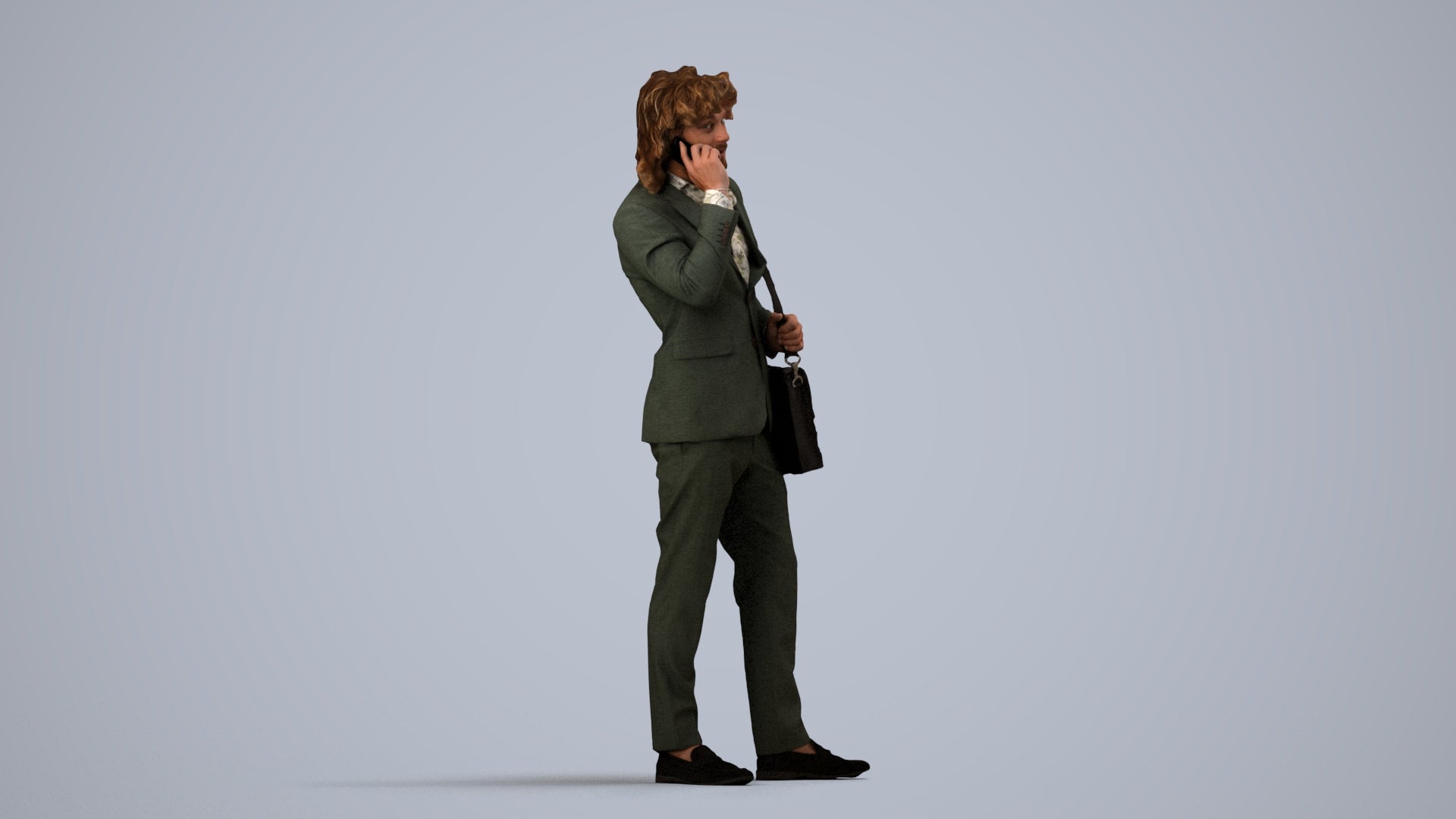 3D scanned man business, photorealistic archviz people for Enscape and SketchUp, side view render
