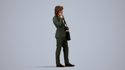 3D scanned man business, photorealistic archviz people for Enscape and SketchUp, side view render