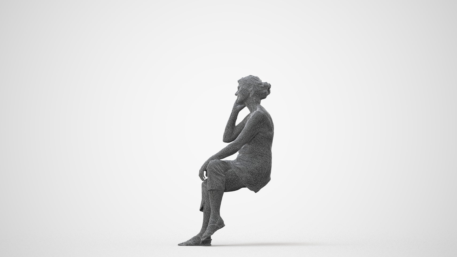 realistic 3D people senior woman casual sitting, render-ready for V-Ray and Corona, FBX OBJ, square thumbnail