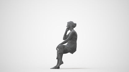 realistic 3D people senior woman casual sitting, render-ready for V-Ray and Corona, FBX OBJ, square thumbnail