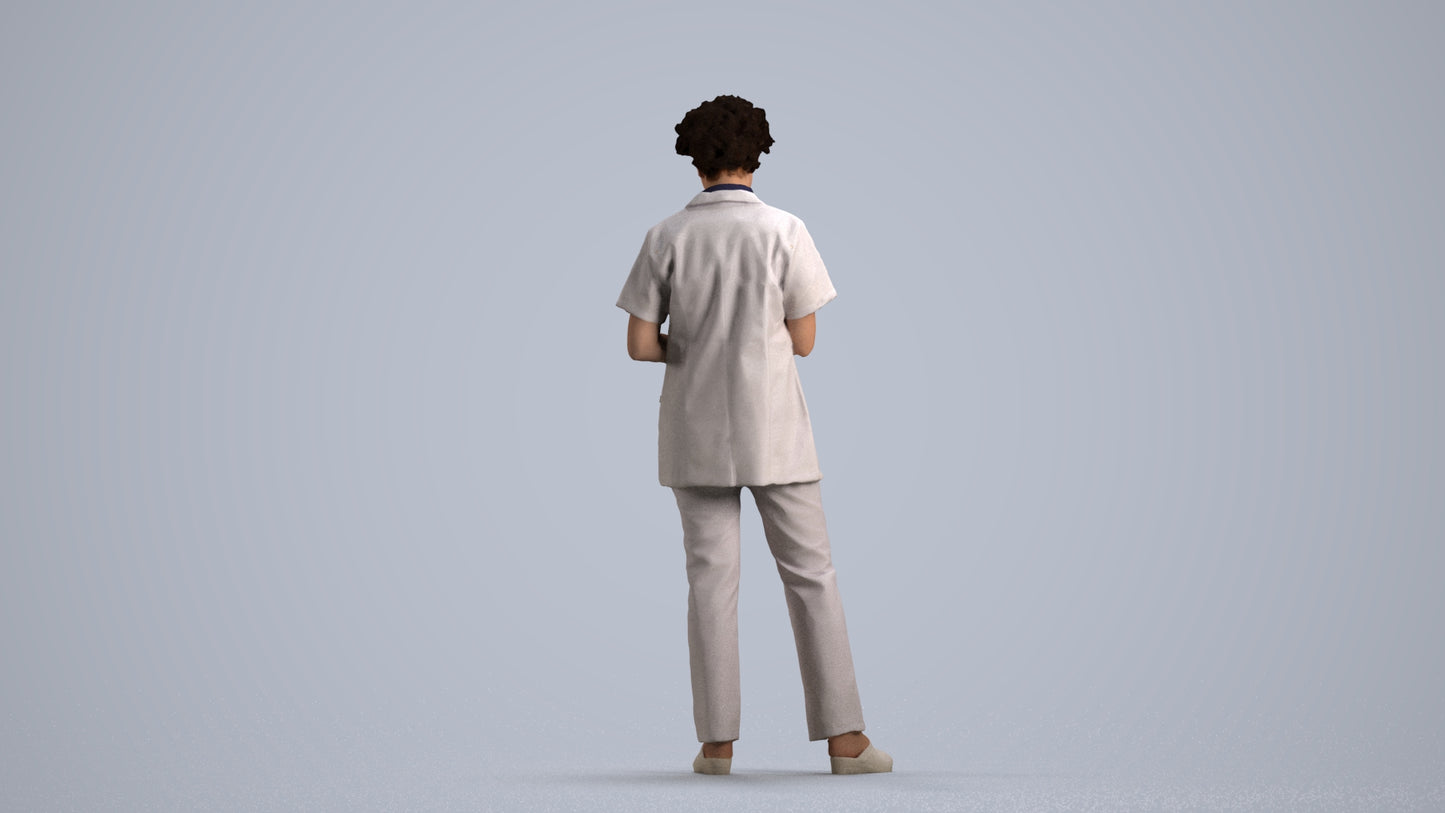 3D scanned woman medical, photorealistic archviz people for Enscape and SketchUp, front view render
