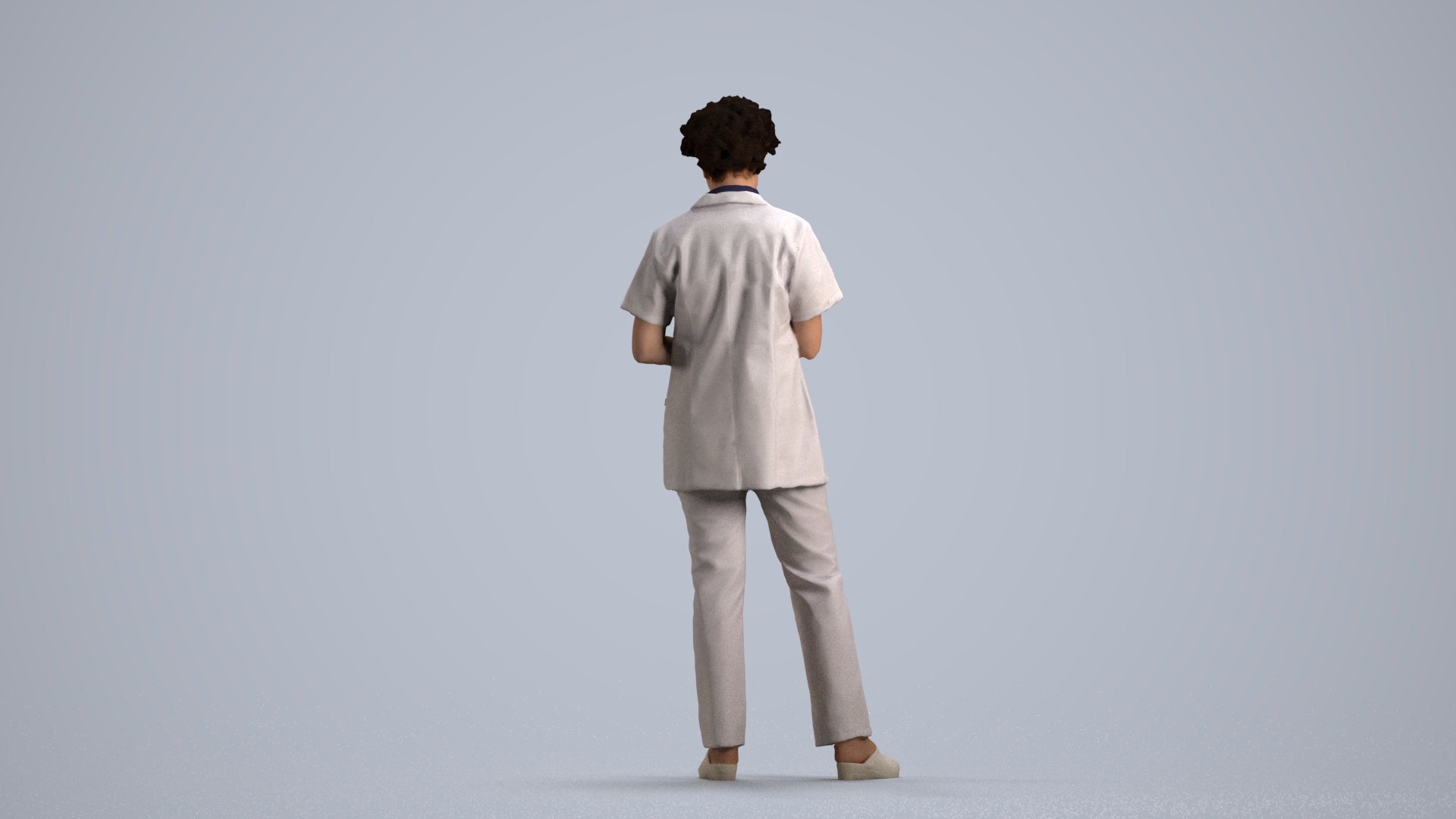 3D scanned woman medical, photorealistic archviz people for Enscape and SketchUp, front view render