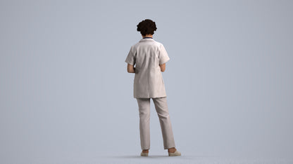 3D scanned woman medical, photorealistic archviz people for Enscape and SketchUp, front view render