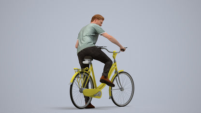 realistic 3D people man casual cycling, render-ready for V-Ray and Corona, FBX OBJ, side view render