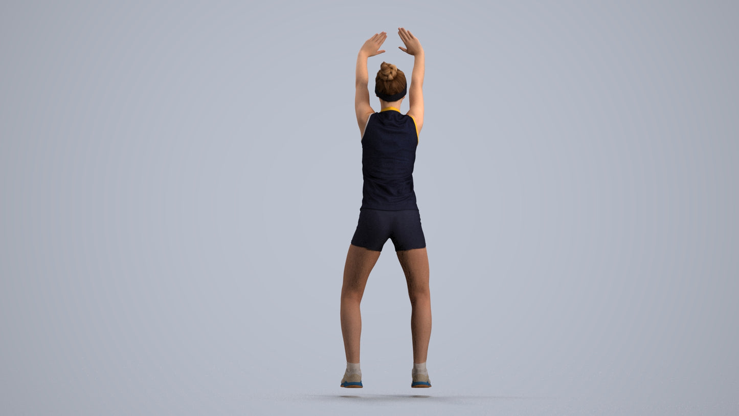 scanned 3D girl sport, photogrammetry people for Enscape and V-Ray, front view render