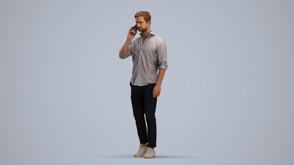 realistic 3D people man casual walking, render-ready for V-Ray and Corona, FBX OBJ, standing pose render