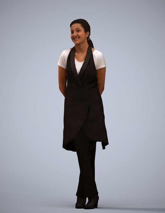 scanned 3D woman hospitality, photogrammetry people for Enscape and V-Ray