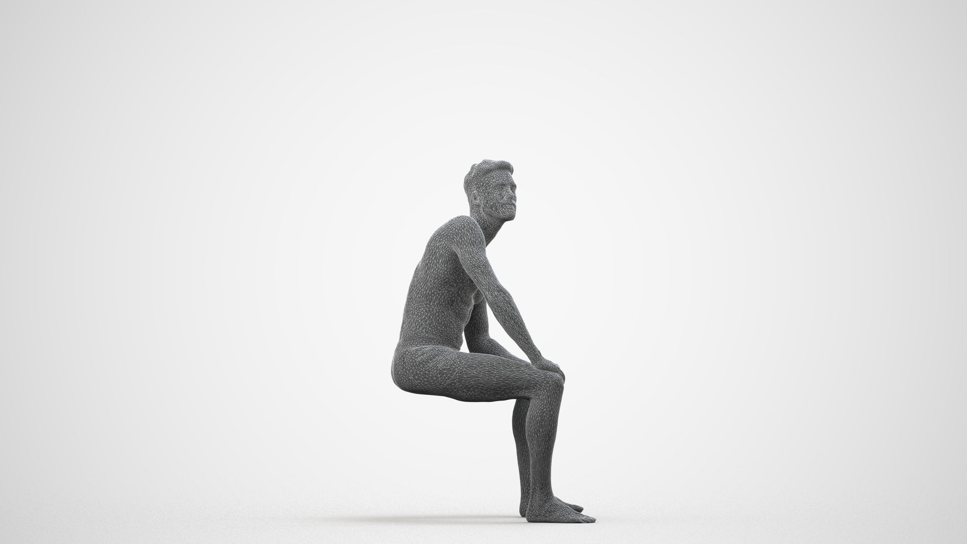 realistic 3D people man pool, render-ready for V-Ray and Corona, FBX OBJ, wireframe side view