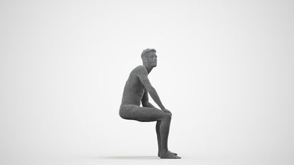 realistic 3D people man pool, render-ready for V-Ray and Corona, FBX OBJ, wireframe side view