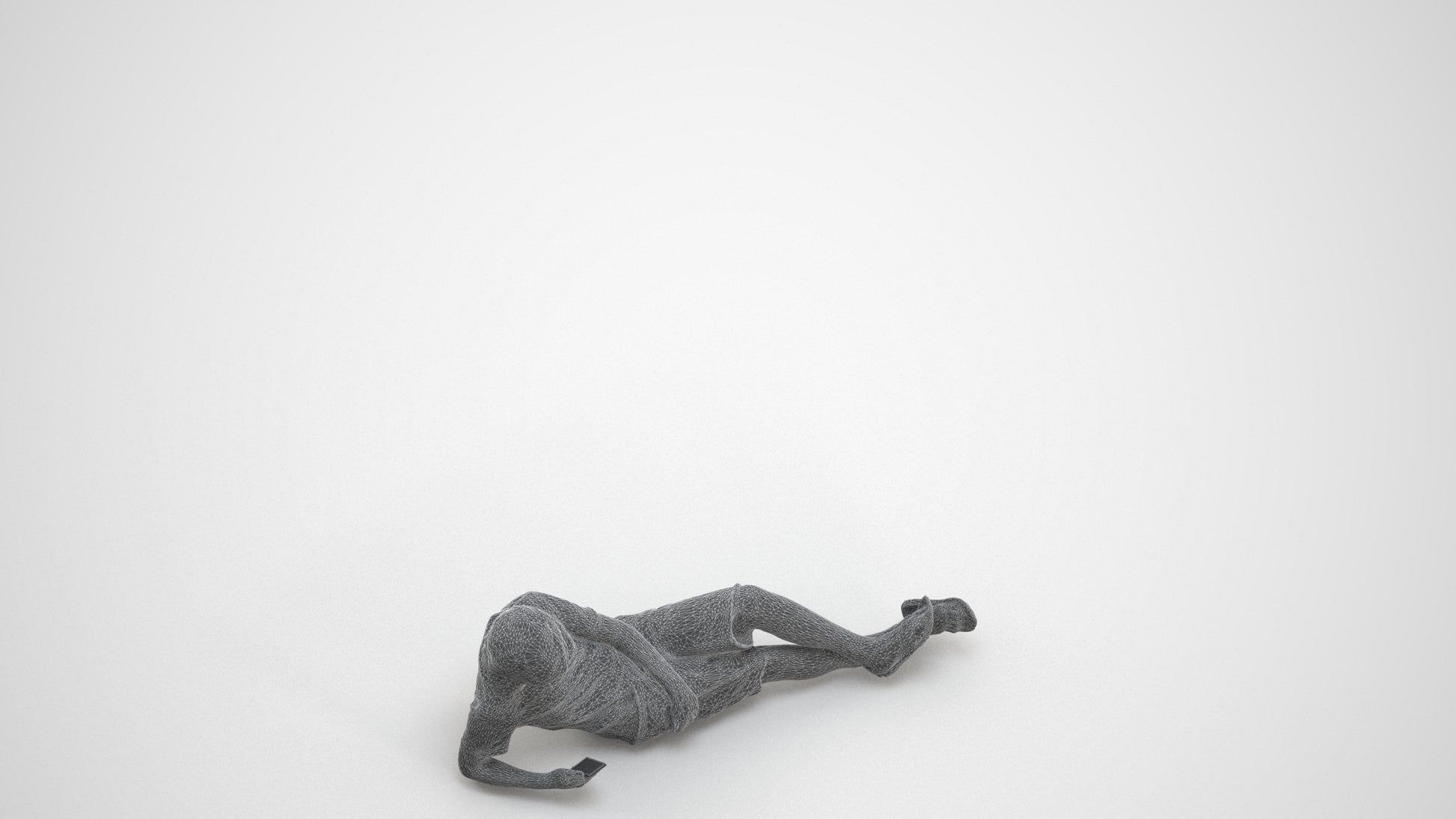 3D human model boy casual kids, photogrammetry scanned person for archviz, wireframe three-quarter view