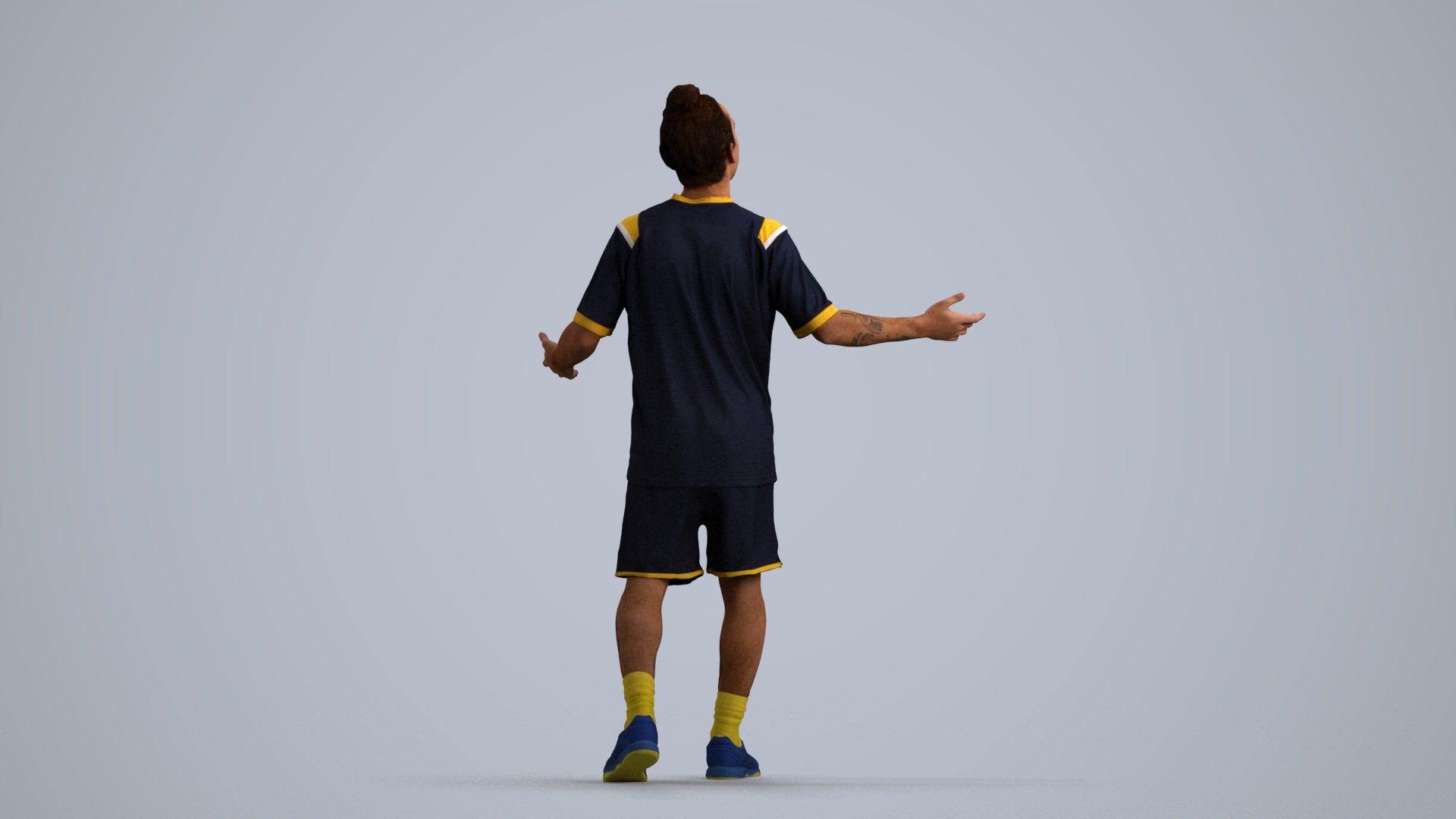 realistic 3D human man sport, archviz people FBX OBJ for Blender, front view render