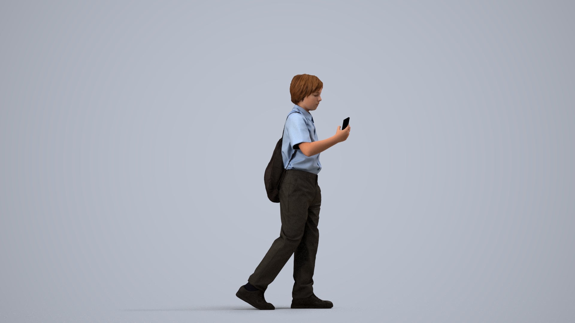 scanned 3D boy casual kids, photogrammetry people for Enscape and V-Ray, side view render