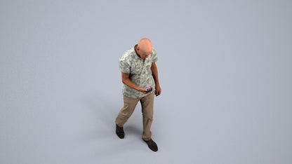 realistic 3D people senior man casual walking, render-ready for V-Ray and Corona, FBX OBJ, back view render