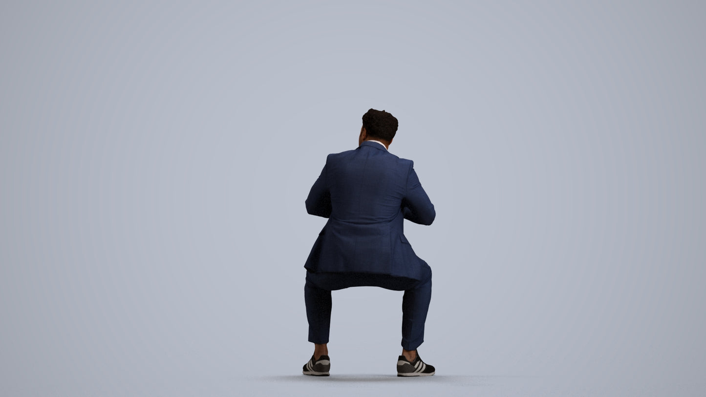 3D people model man business, scanned human for 3ds Max rendering, front view render