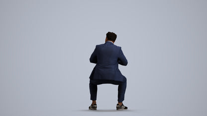 3D people model man business, scanned human for 3ds Max rendering, front view render