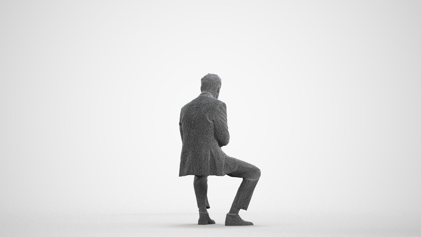 photogrammetry 3D man business, realistic human model archviz FBX, wireframe front view