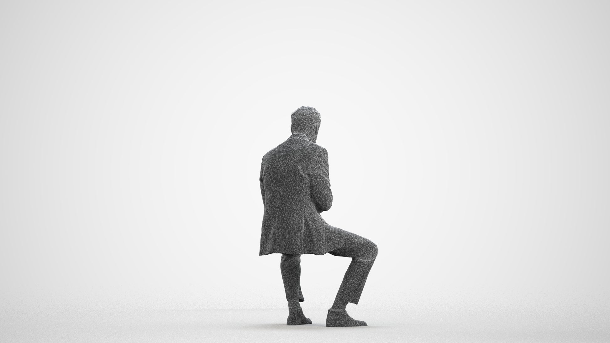 photogrammetry 3D man business, realistic human model archviz FBX, wireframe front view