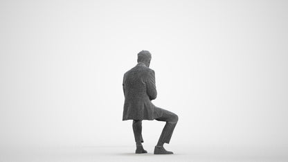photogrammetry 3D man business, realistic human model archviz FBX, wireframe front view