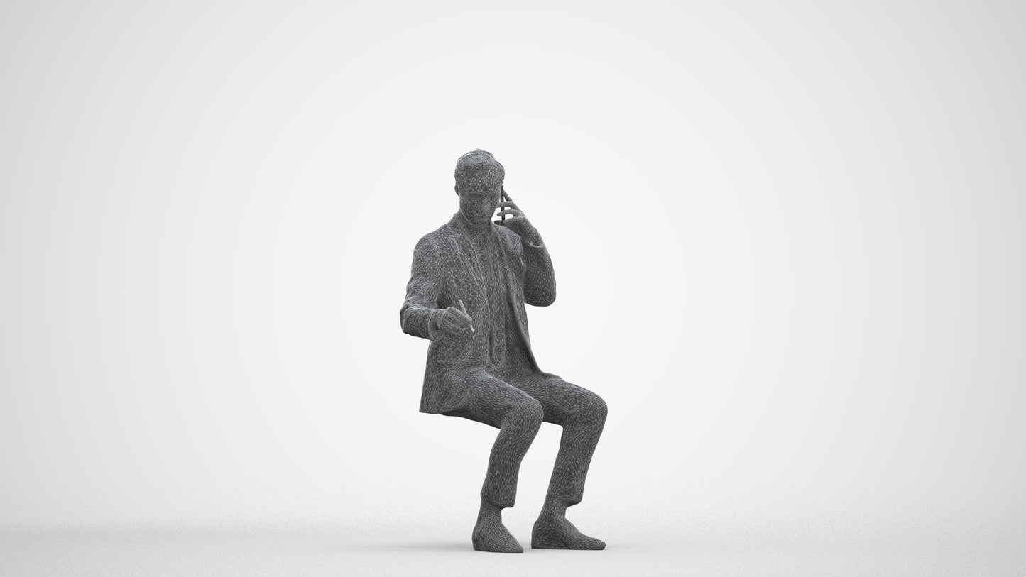 3D scanned man business formal, photorealistic archviz people for Enscape and SketchUp, three-quarter front view render