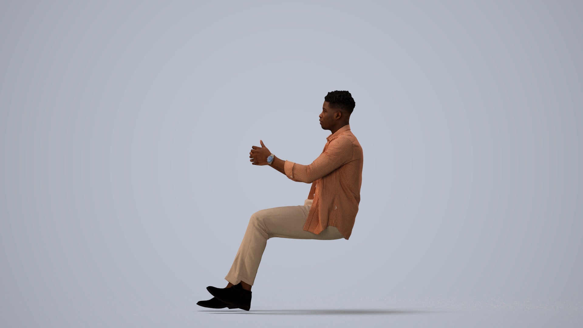 scanned 3D man casual driving, photogrammetry people for Enscape and V-Ray, three-quarter view render