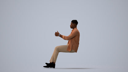 scanned 3D man casual driving, photogrammetry people for Enscape and V-Ray, three-quarter view render