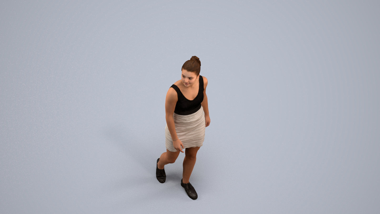 photogrammetry 3D girl casual kids, realistic human model archviz FBX, back view render