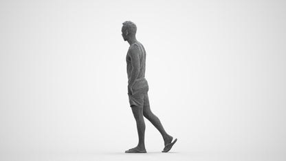 photogrammetry 3D man casual walking, realistic human model archviz FBX, wireframe front view