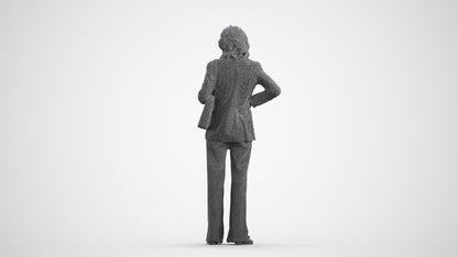 scanned 3D senior woman business, photogrammetry people for Enscape and V-Ray, wireframe front view