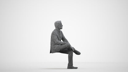 3D scanned man business, photorealistic archviz people for Enscape and SketchUp, wireframe side view
