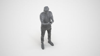scanned 3D man casual standing, photogrammetry people for Enscape and V-Ray, wireframe three-quarter view