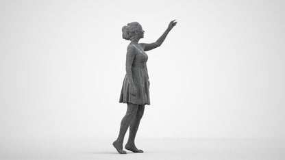 realistic 3D human woman formal formalaffairs, archviz people FBX OBJ for Blender, wireframe side view