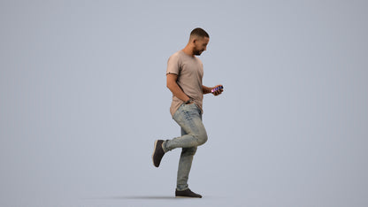 realistic 3D people man casual standing, render-ready for V-Ray and Corona, FBX OBJ, side view render