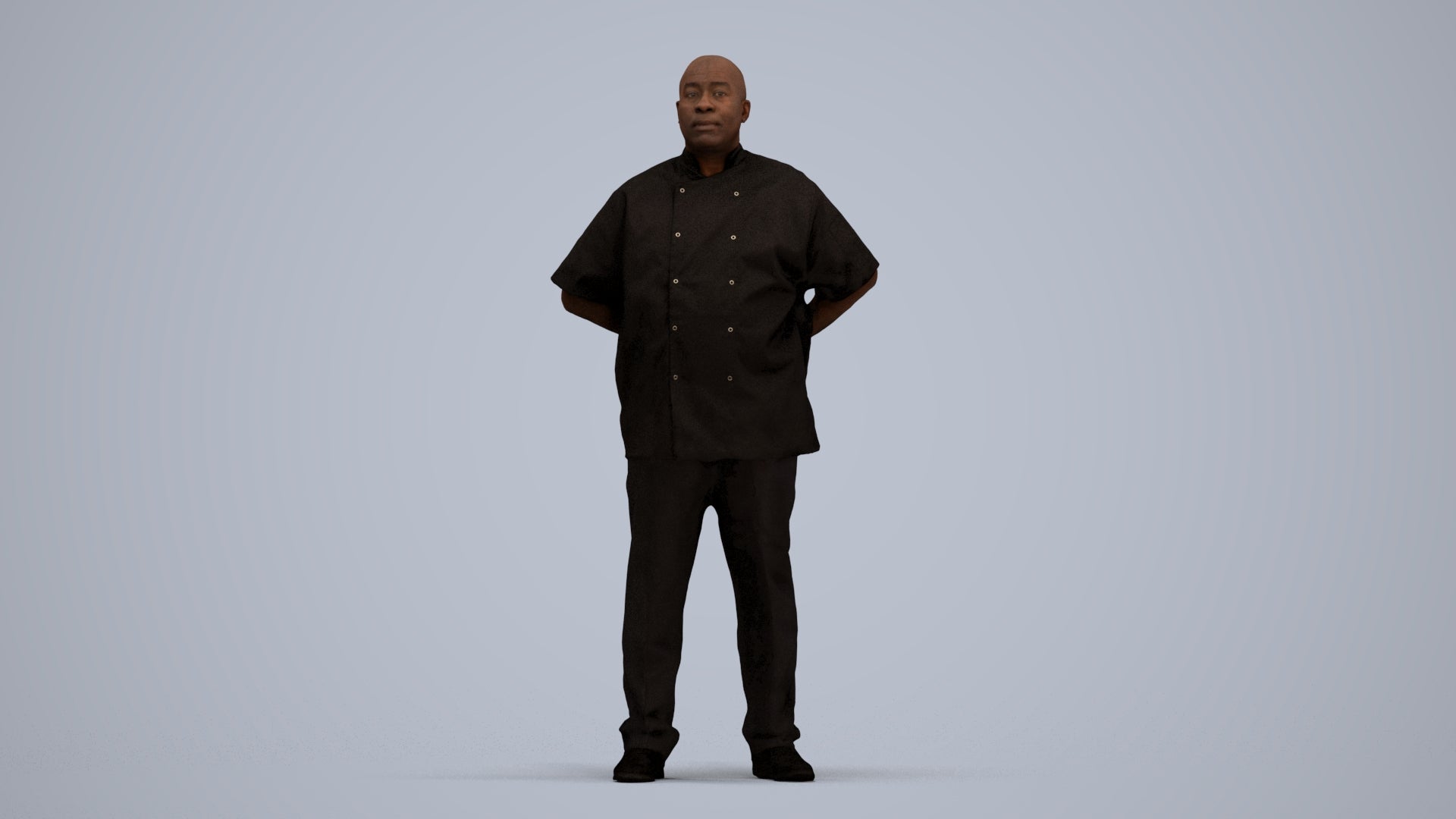 realistic 3D human man hospitality, archviz people FBX OBJ for Blender, standing pose render