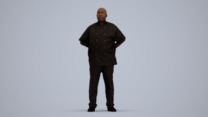 realistic 3D human man hospitality, archviz people FBX OBJ for Blender, standing pose render
