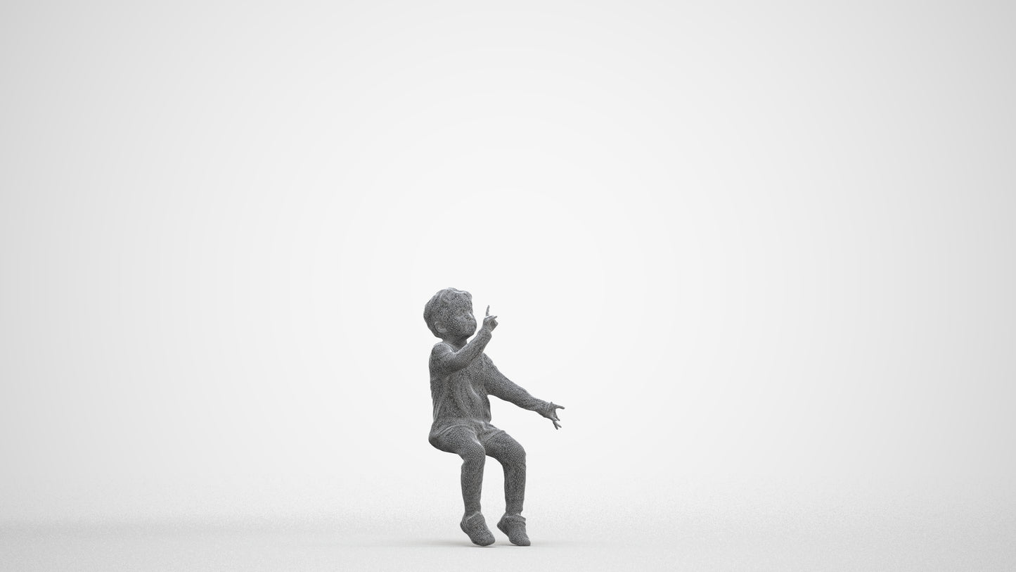 scanned 3D boy casual kids, photogrammetry people for Enscape and V-Ray, three-quarter front view render