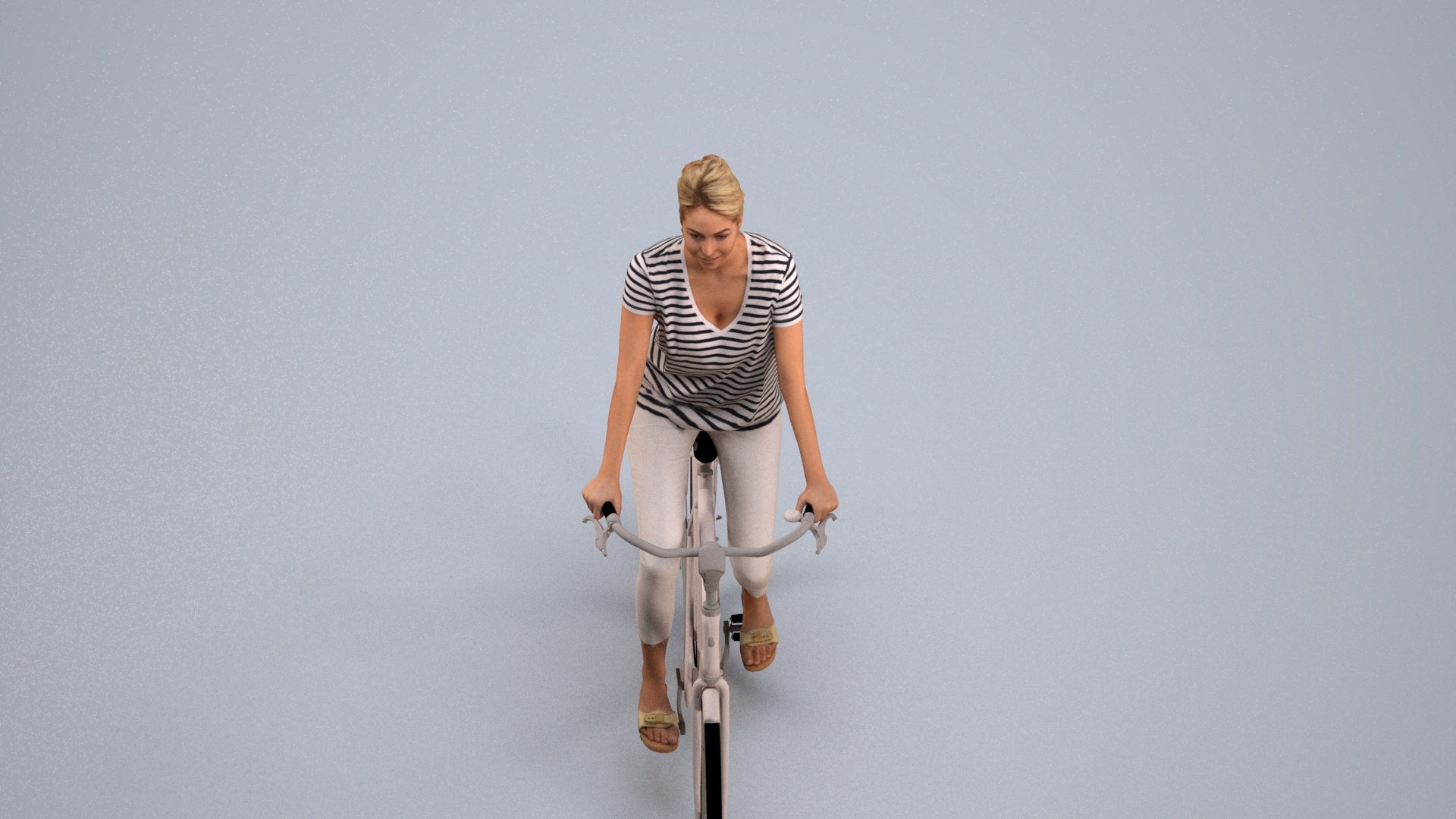 3D people model woman casual cycling, scanned human for 3ds Max rendering, back view render