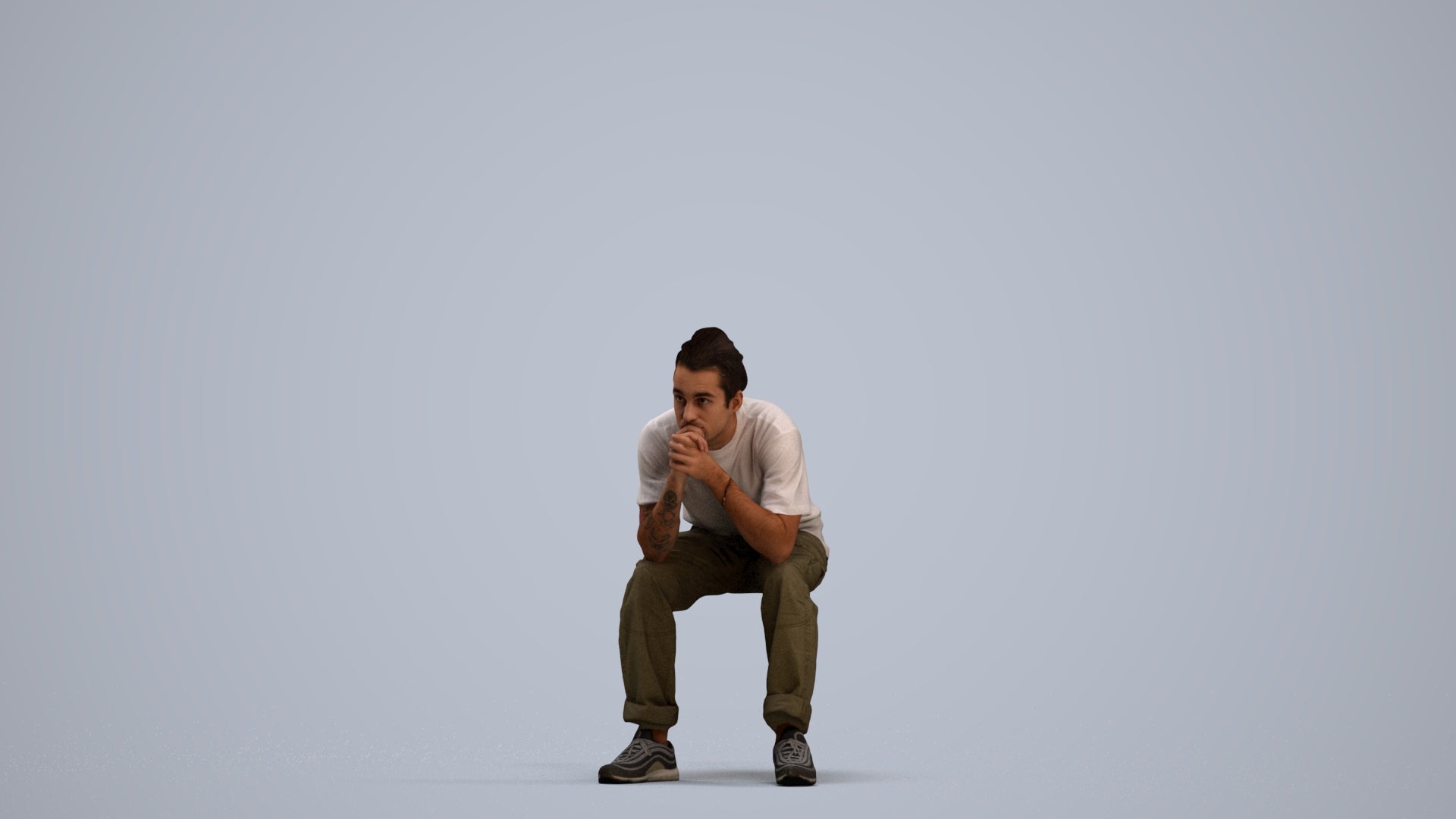 realistic 3D man casual sitting, scanned archviz people for Blender and 3ds Max, standing pose render